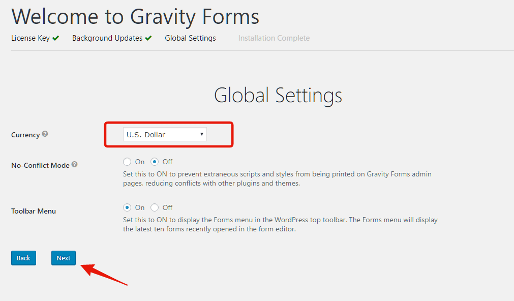 how to update gravity forms license key